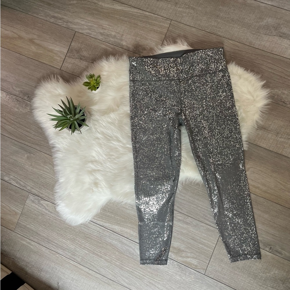 SWEATY BETTY | NWT 7/8 Goddess Leggings with Silver Shine Sparkle (XL)